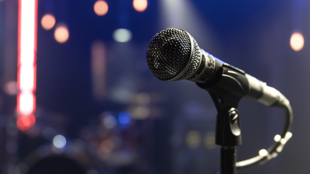 Microphone close up on stage