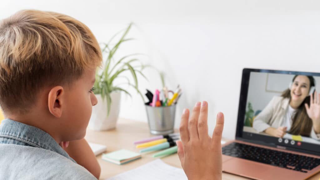 Boy doing online learning